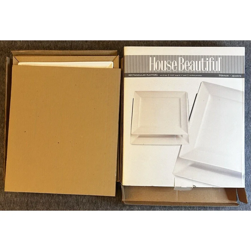 Rare House Beautiful BLANCA White Serving Platters Porcelain Set 14.25” & 11”